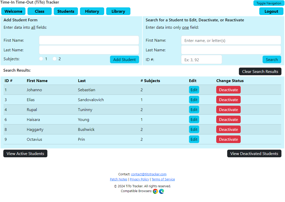 Student Search Example